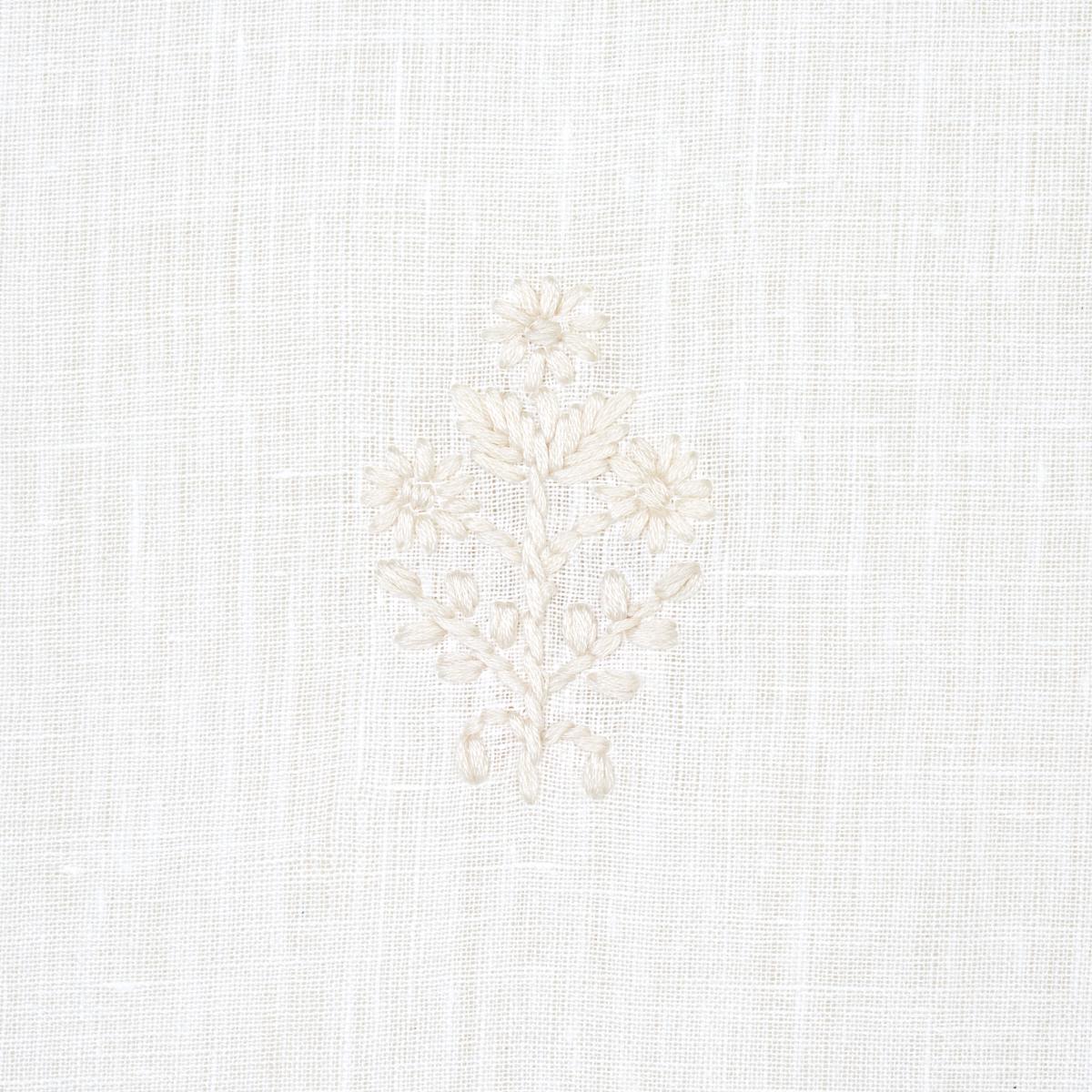Schumacher Maria Embroidery Ivory Fabric - Image 4
