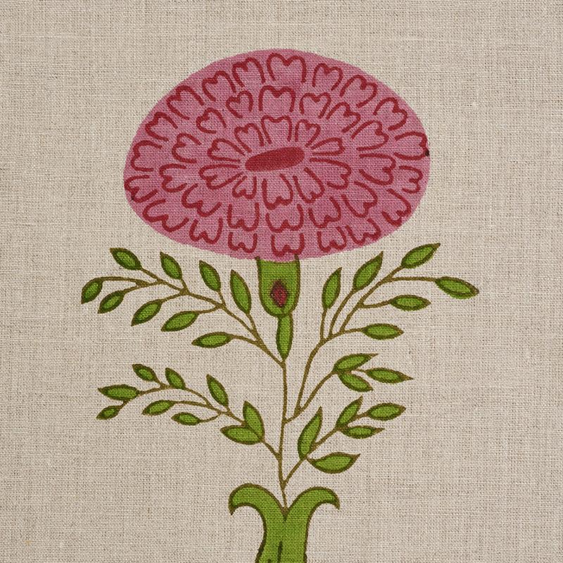 Schumacher Marigold Hand Block Print Pink Fabric - Image 3