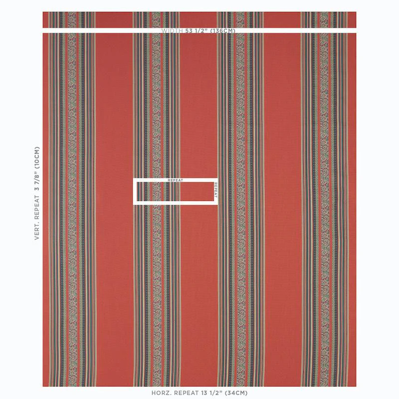 Schumacher Markova Stripe Red Fabric - Image 2