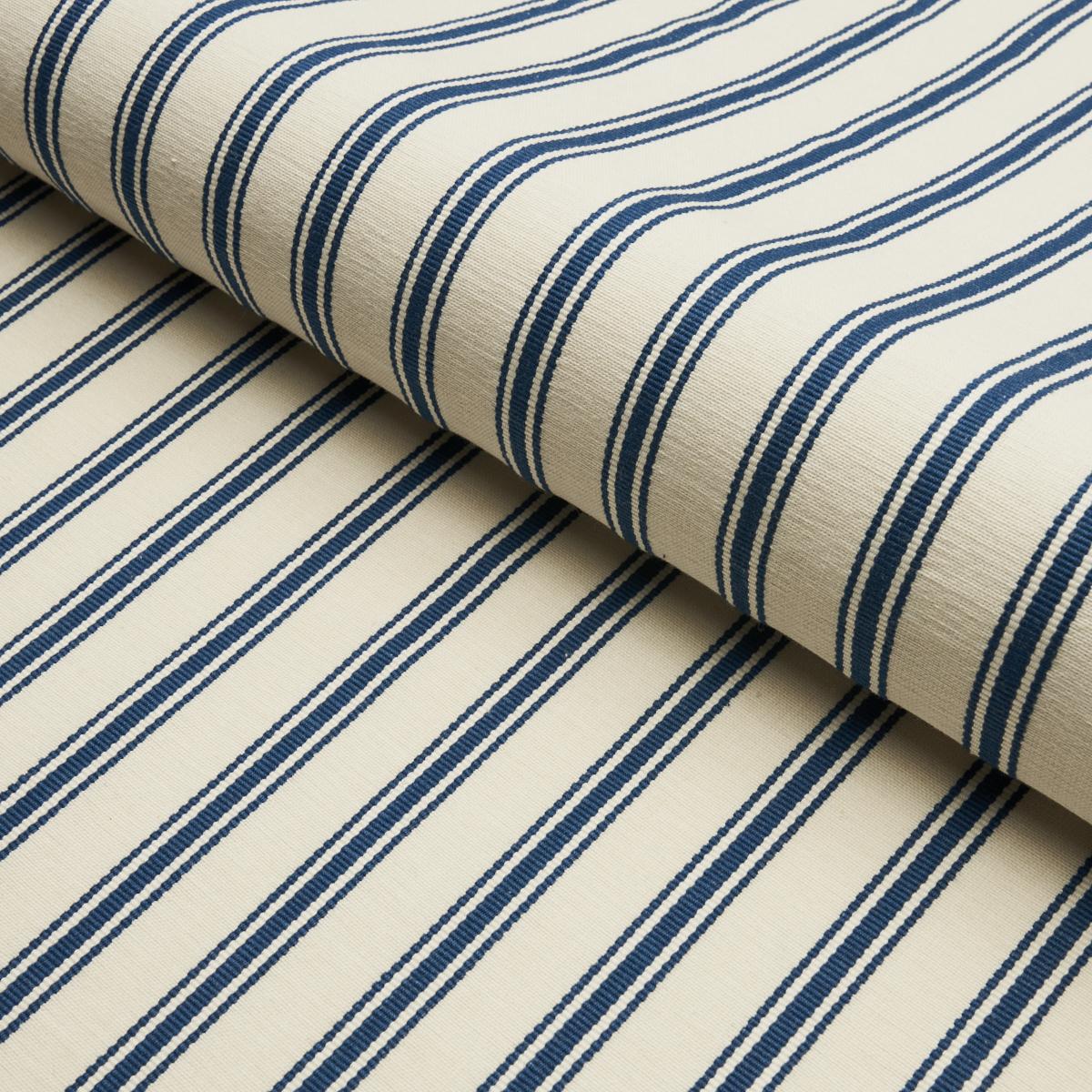 Schumacher Marquet Ticking Stripe Navy Fabric - Image 3