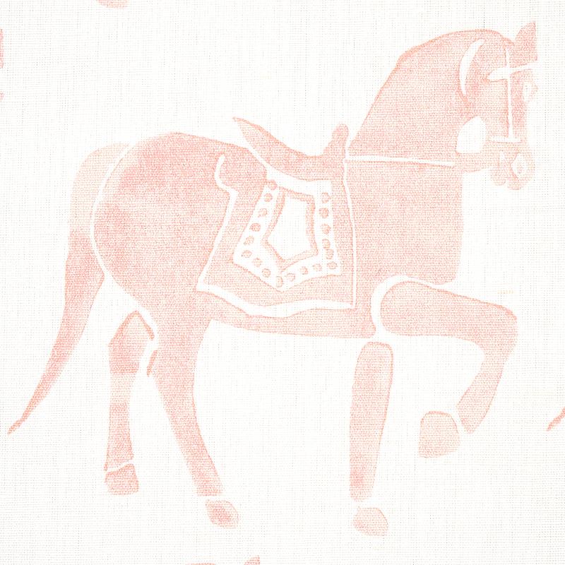 Schumacher Marwari Horse Pink Fabric - Image 4