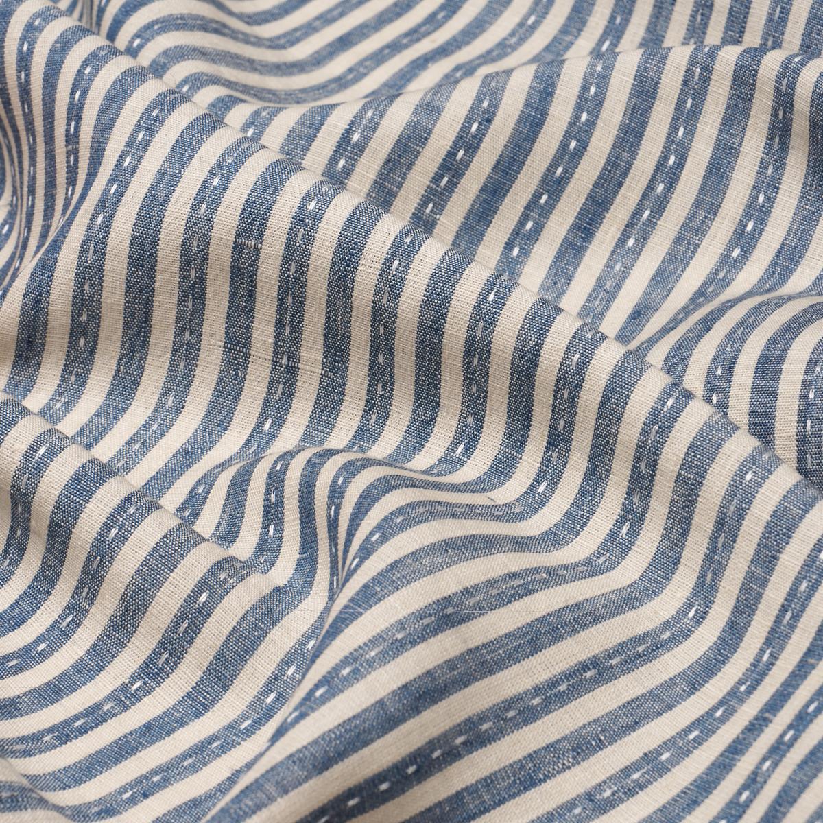 Schumacher Mathis Ticking Stripe Indigo Fabric - Image 3