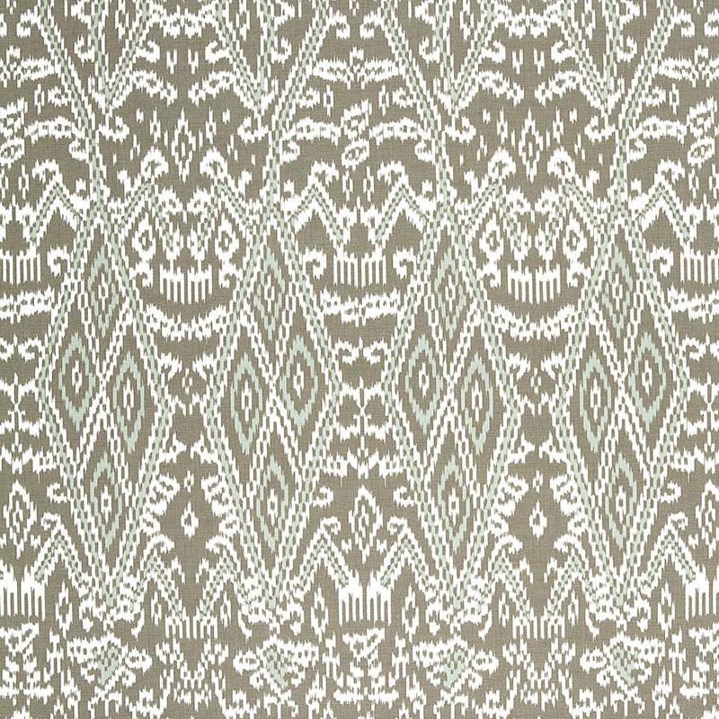 Schumacher Maya Ikat Print Greige Fabric - Image 2