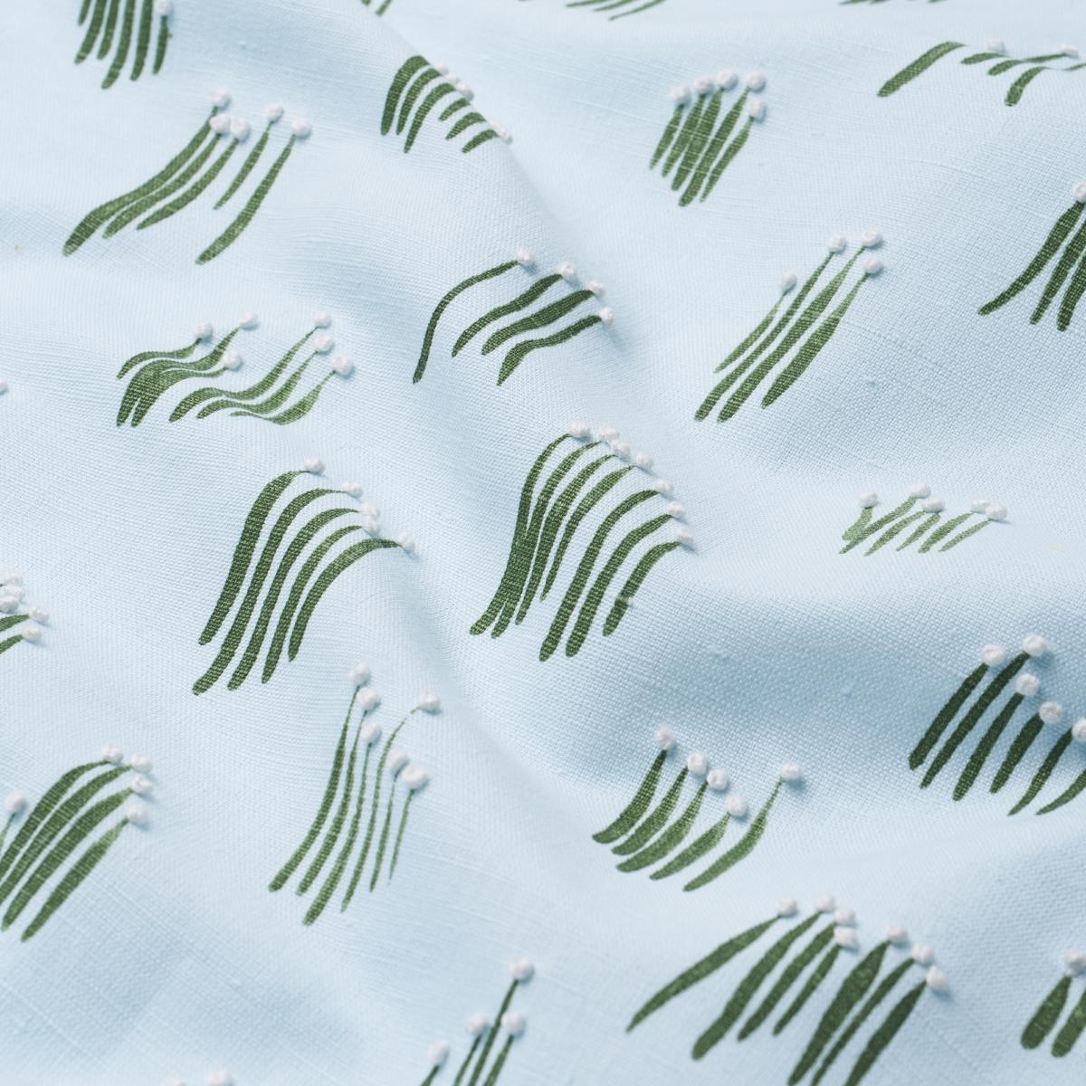 Schumacher Meadow Button Hand Embroidery Blue Fabric - Image 5