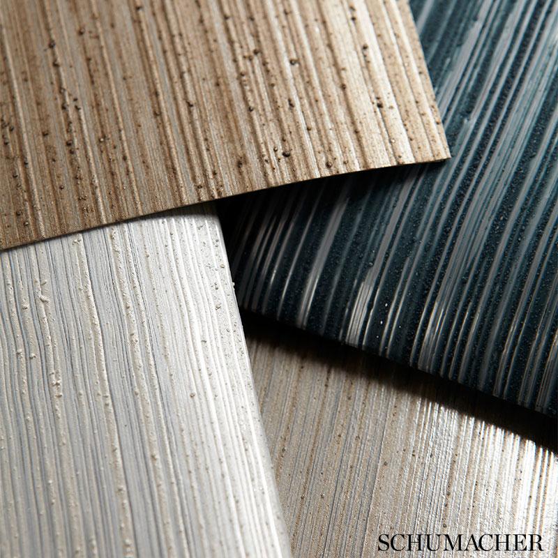 Schumacher Metallic Strie Sable Wallpaper - Image 2