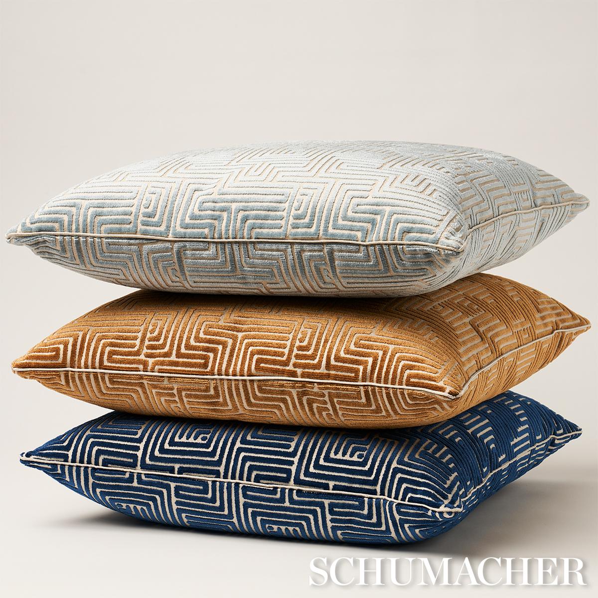 Schumacher Midnight Blue 20" X 20" Lisboa Velvet Pillow - Image 3