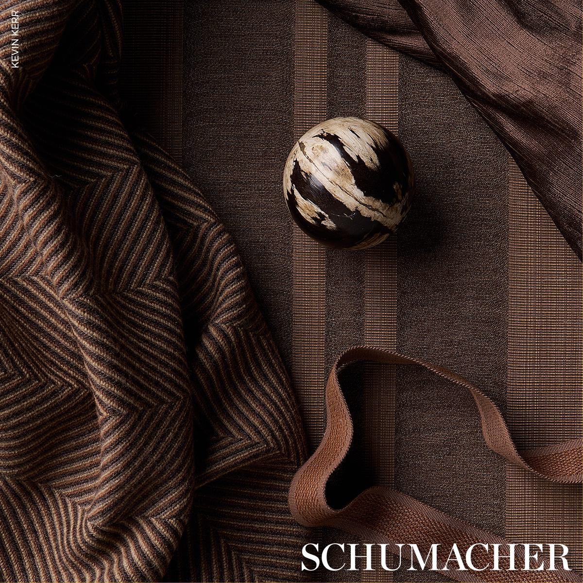 Schumacher Milo Wool Herringbone Espresso Fabric - Image 5