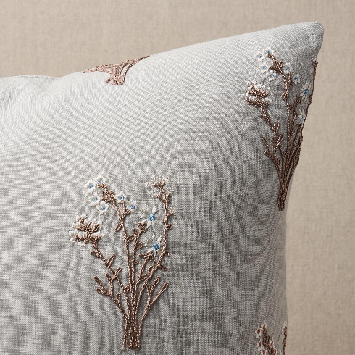 Schumacher Mineral 22" X 22" Stora Embroidery Pillow - Image 3