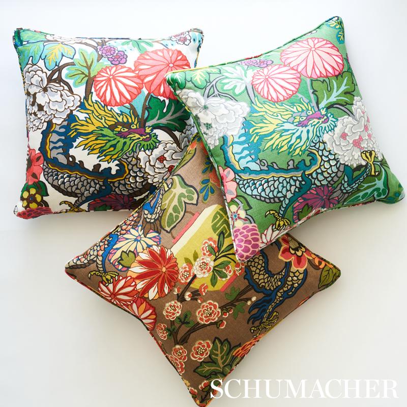 Schumacher Mocha 22" X 22" Chiang Mai Dragon Pillow - Image 5