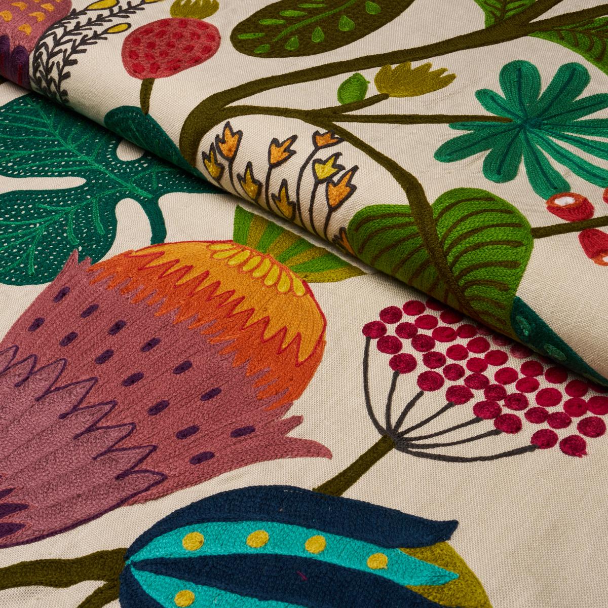 Schumacher Modern Botanical Embroidery Paradise Fabric - Image 6