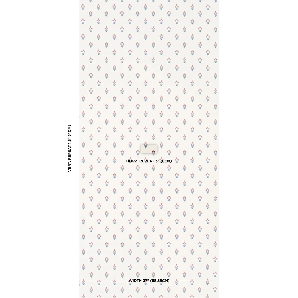 Schumacher Moira Hand Print Blue & Red Wallpaper - Image 2