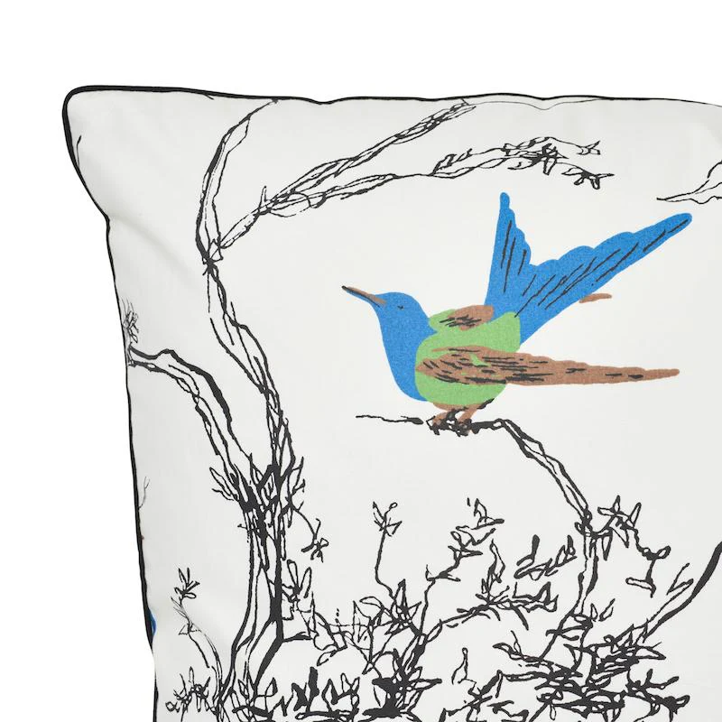 Schumacher Multi On White 20" X 20" Birds & Butterflies Pillow - Image 3