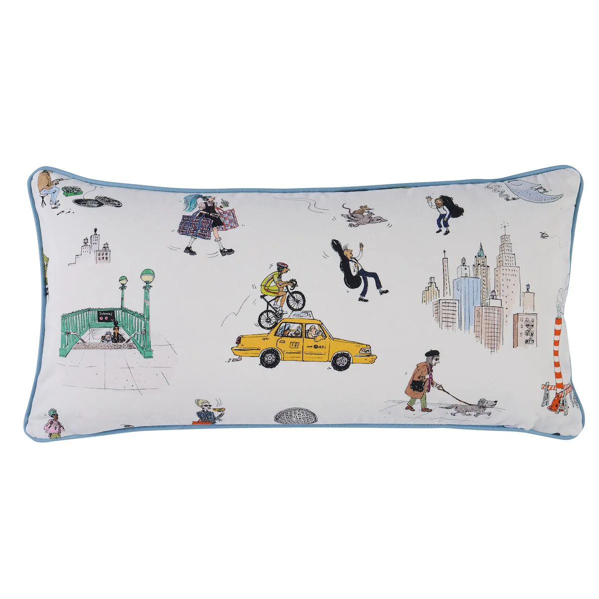 Schumacher Multicolor On White 24" X 12" Street Scenes Pillow - Image 2