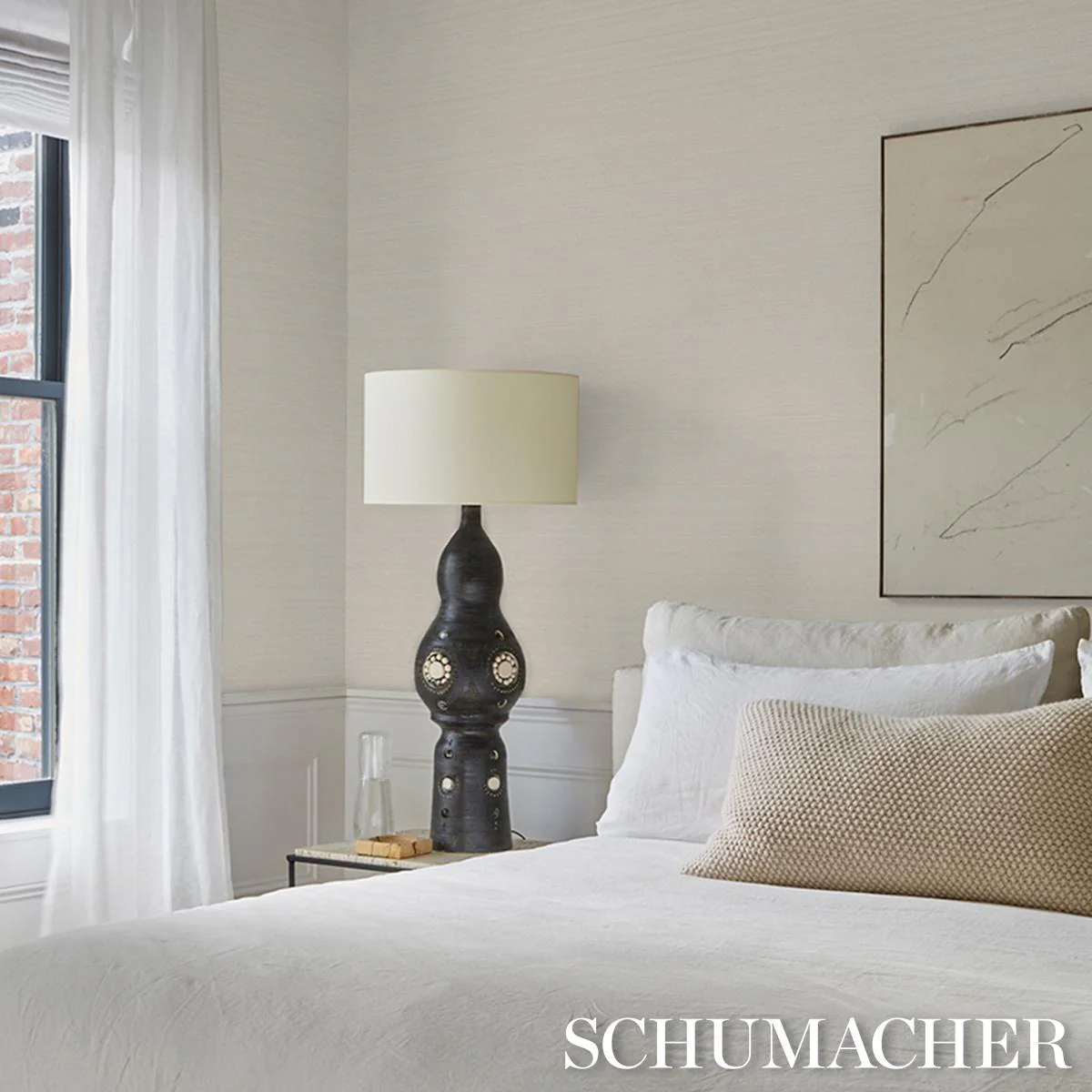 Schumacher Musa Abaca Wallcovering Ivory Wallpaper - Image 5
