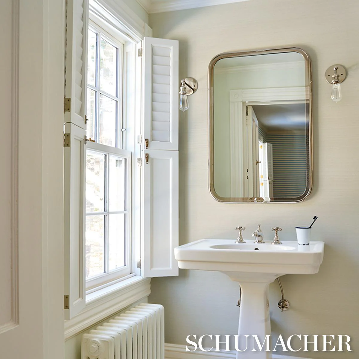Schumacher Musa Abaca Wallcovering Ivory Wallpaper - Image 6