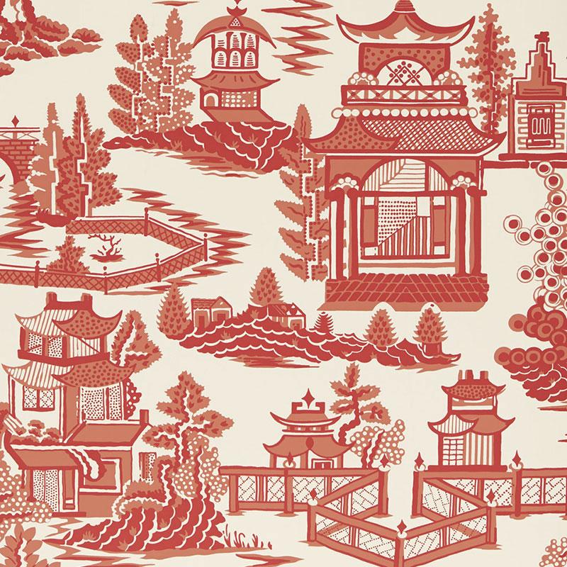 Schumacher Nanjing Coral Wallpaper