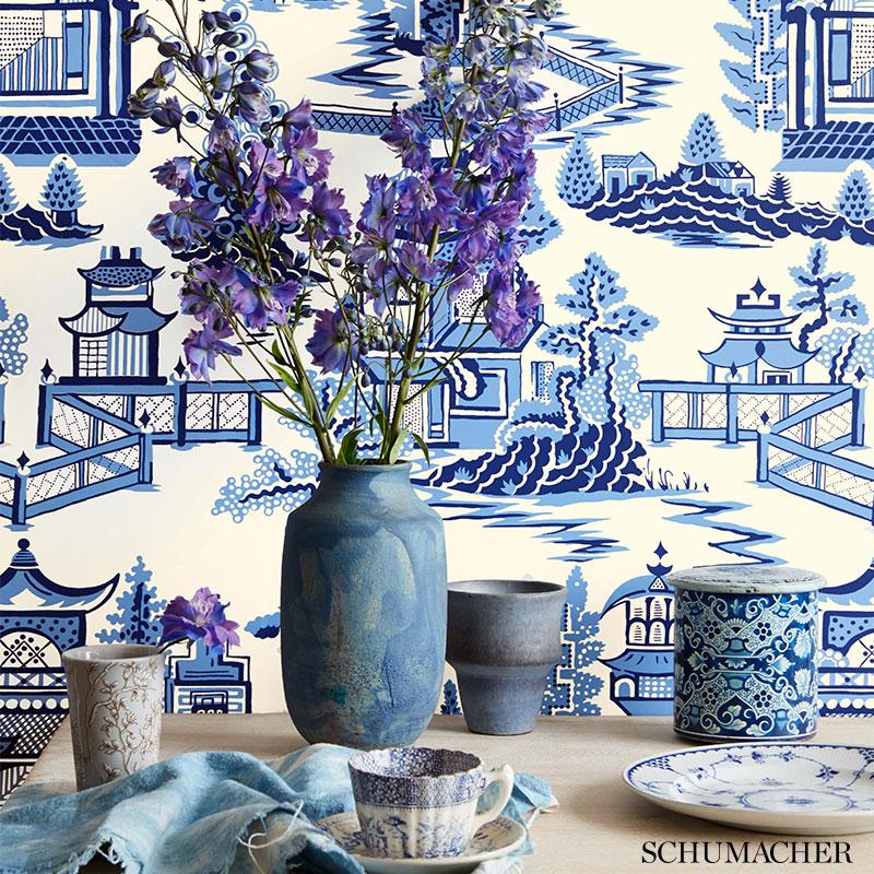 Schumacher Nanjing Coral Wallpaper - Image 3