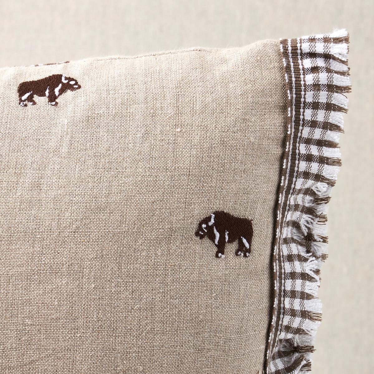 Schumacher Natural 16" X 12" Buffalo Embroidery Pillow - Image 2