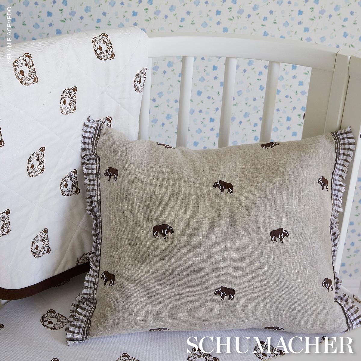 Schumacher Natural 16" X 12" Buffalo Embroidery Pillow - Image 5