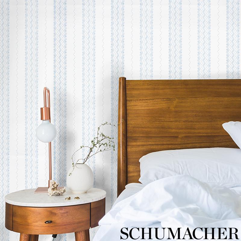 Schumacher Nauset Stripe Blush Wallpaper - Image 5