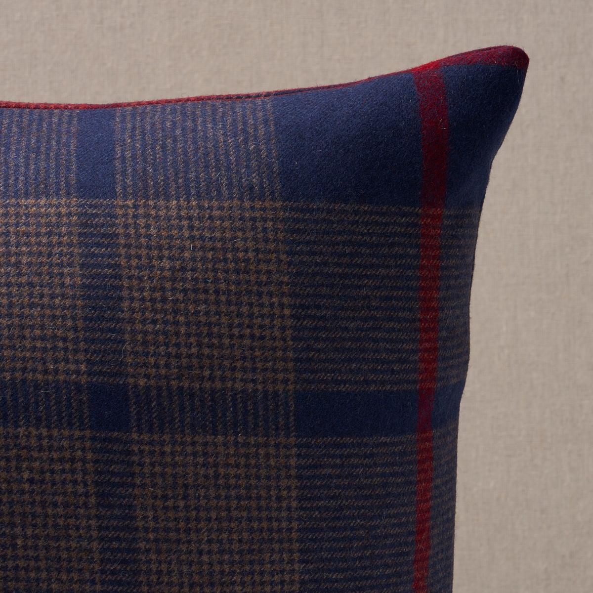 Schumacher Navy 18" X 18" Montana Wool Plaid Pillow - Image 2