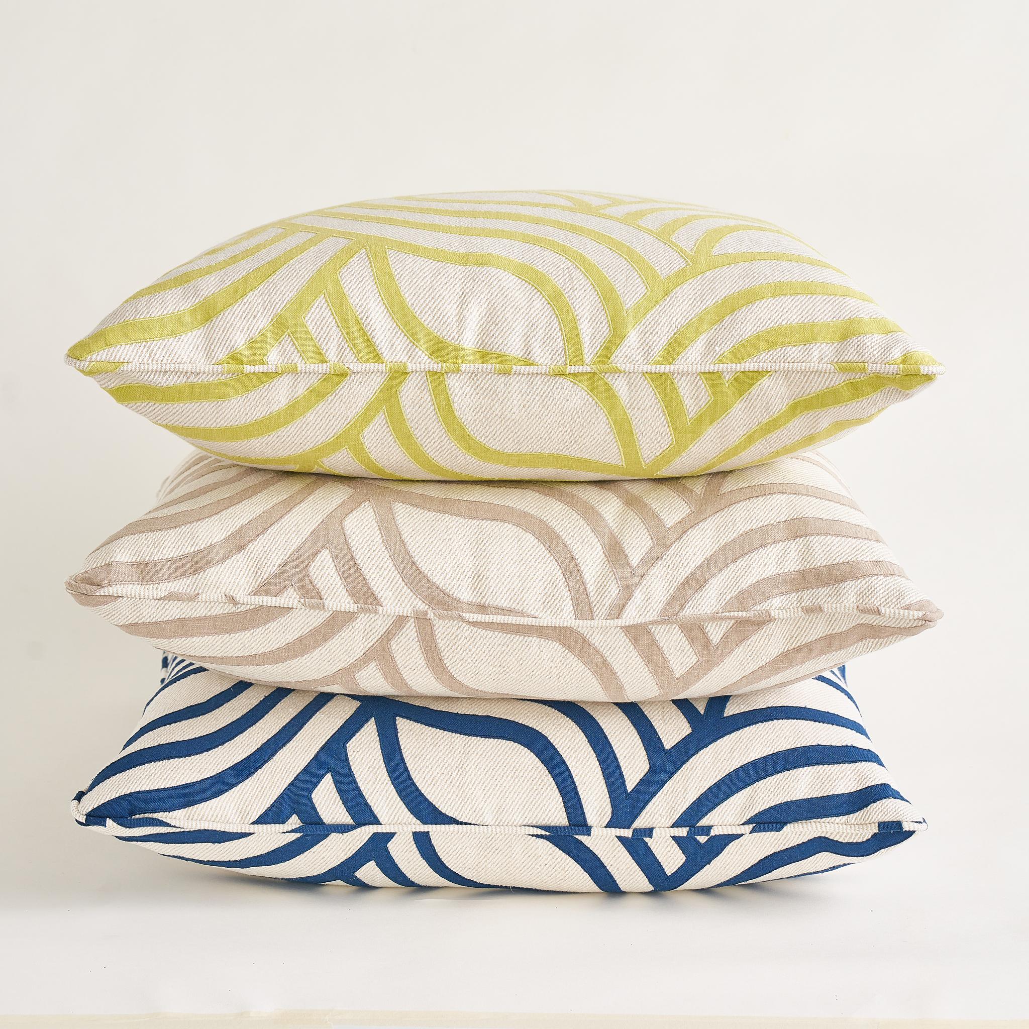 Schumacher Navy 22" X 22" Sangomar Applique Pillow - Image 5