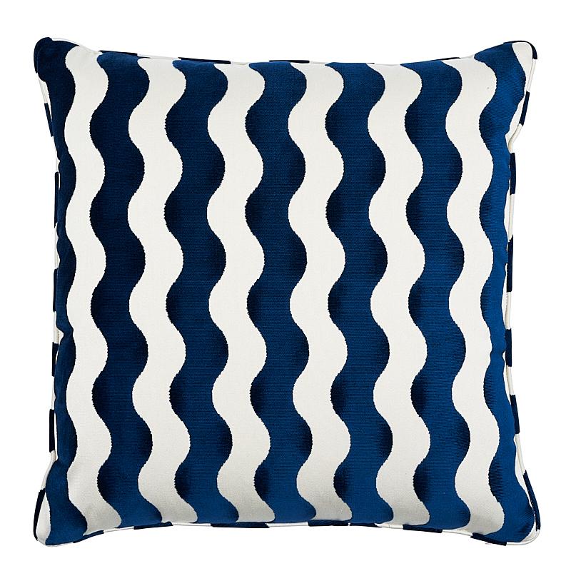 Schumacher Navy 22" X 22" The Wave Pillow