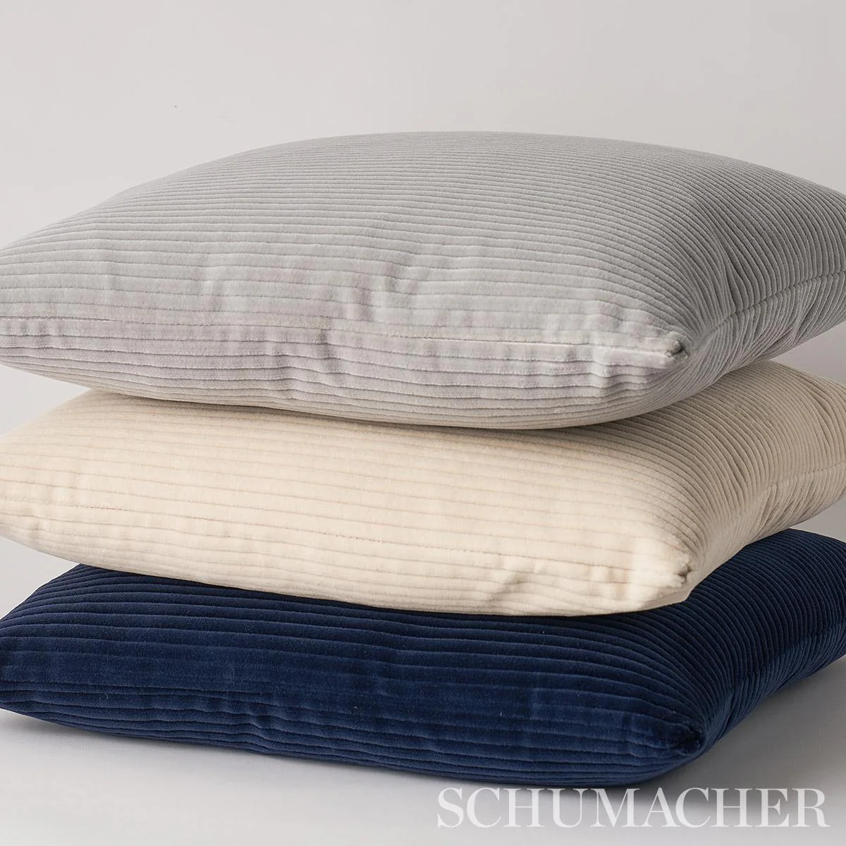 Schumacher Navy 22" X 22" Wyatt Corduroy Pillow - Image 4