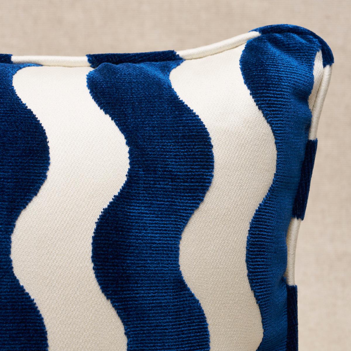 Schumacher Navy 24" X 12" The Wave Pillow - Image 3