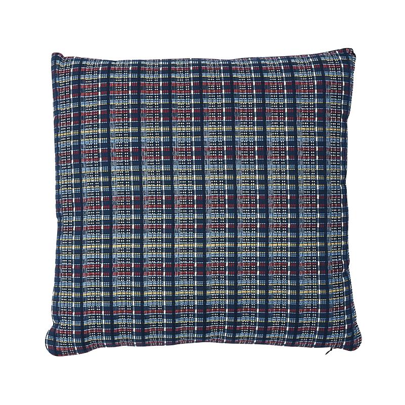 Schumacher Navy Multi 16" X 16" Zealand Check Pillow