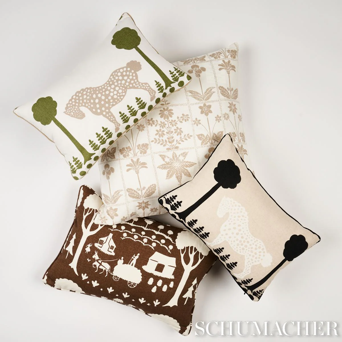 Schumacher Neutral 22" X 22" Georgia Wildflowers Pillow - Image 3