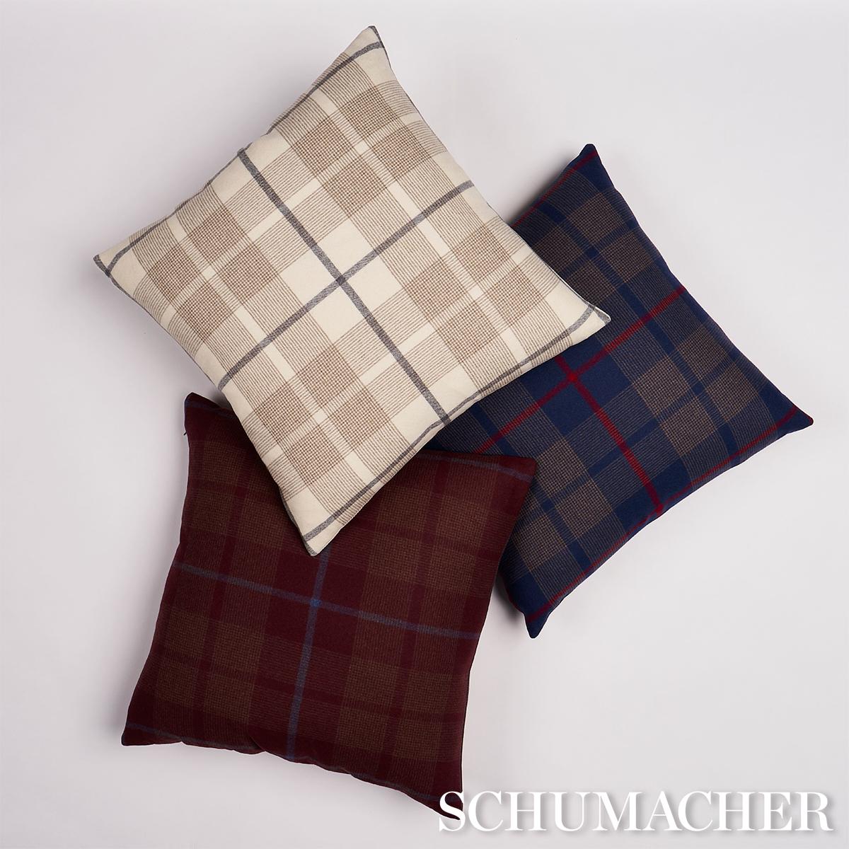 Schumacher Neutral 22" X 22" Montana Wool Plaid Pillow - Image 4
