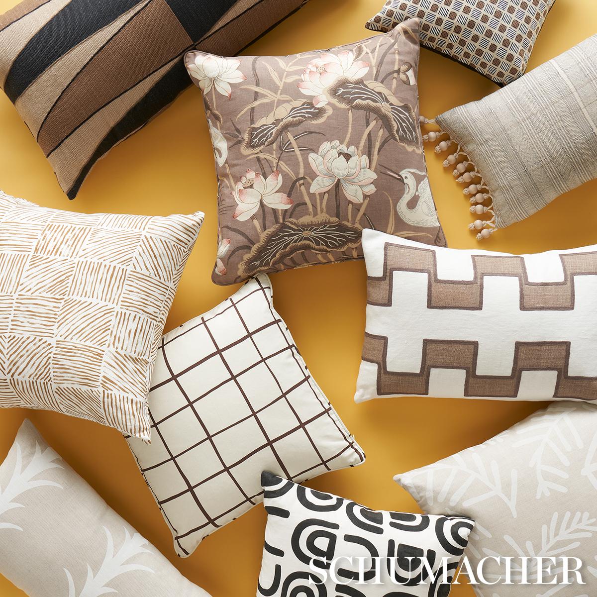 Schumacher Neutral 25" X 16" Dixon Embroidered Print Pillow - Image 4