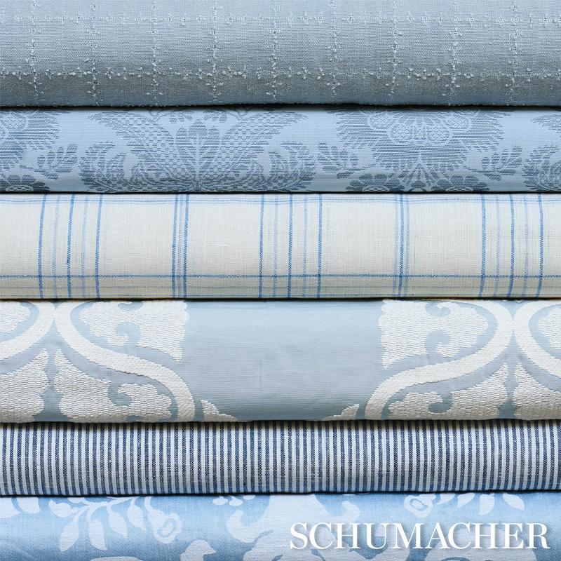 Schumacher Nils Plaid Linen Blue Fabric - Image 5