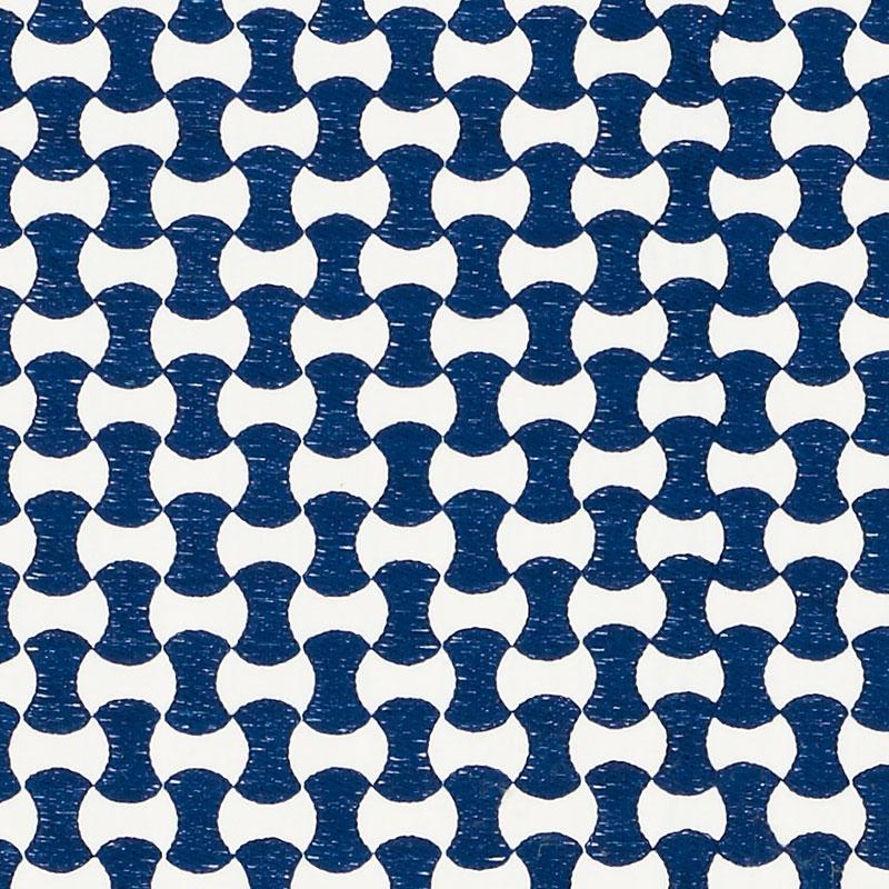 Schumacher Nolita Embroidery Navy Fabric - Image 2