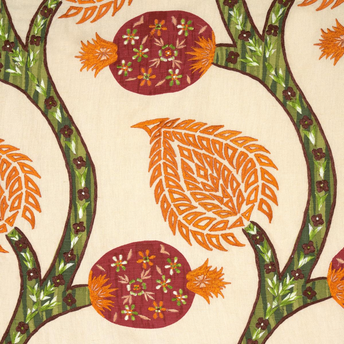 Schumacher Nurata Embroidery Coral Fabric - Image 3
