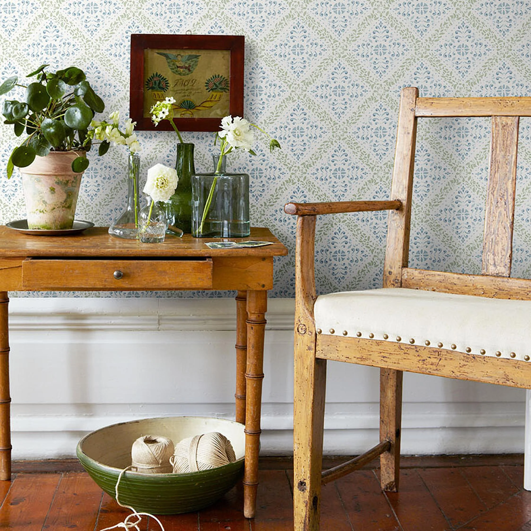 Schumacher Nyborg Blue And Green Wallpaper - Image 2