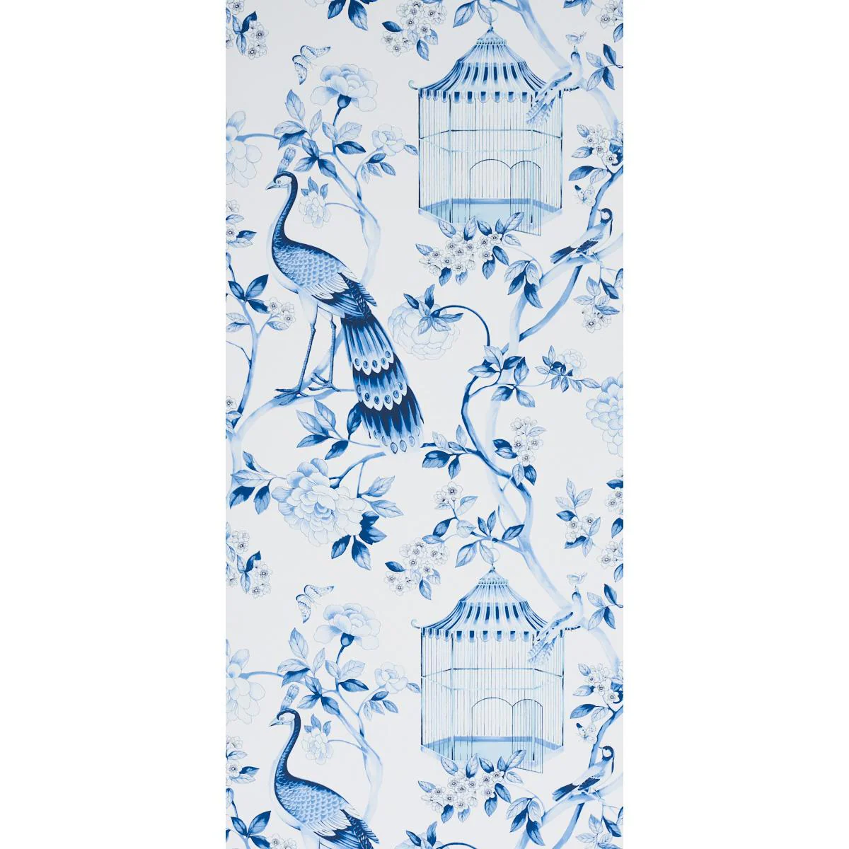 Schumacher Oiseaux Et Fleurs Porcelain Wallpaper - Image 3