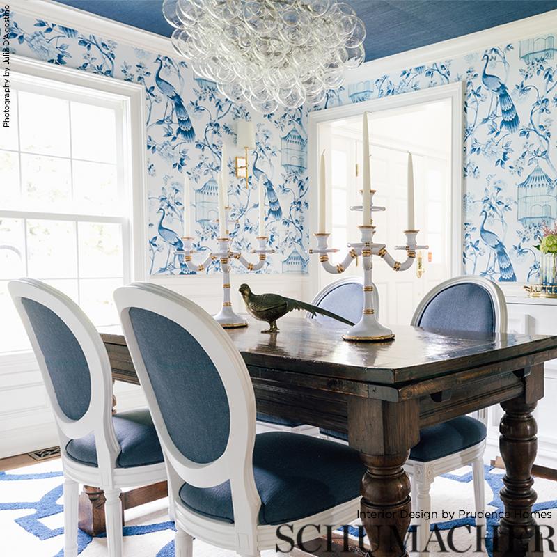 Schumacher Oiseaux Et Fleurs Porcelain Wallpaper - Image 6