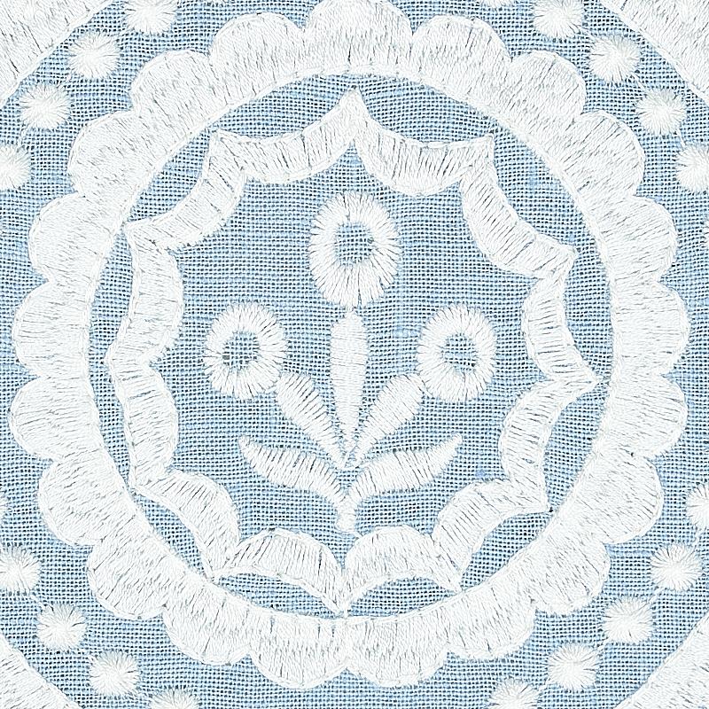 Schumacher Olana Linen Embroidery Sky Fabric - Image 5