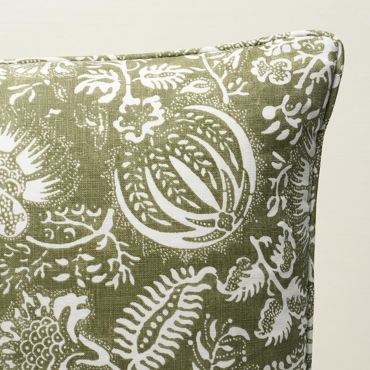 Schumacher Olive 20" X 20" Pomegranate Print Pillow - Image 3