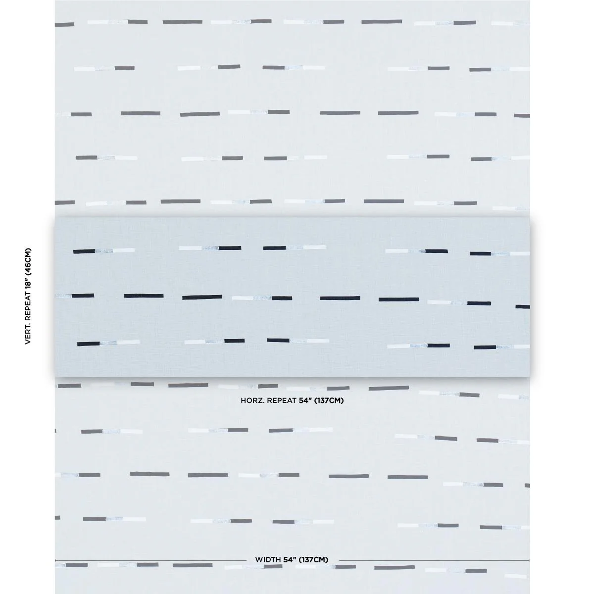 Schumacher Overlapping Dashes Hand Block Print Sky Fabric - Image 3
