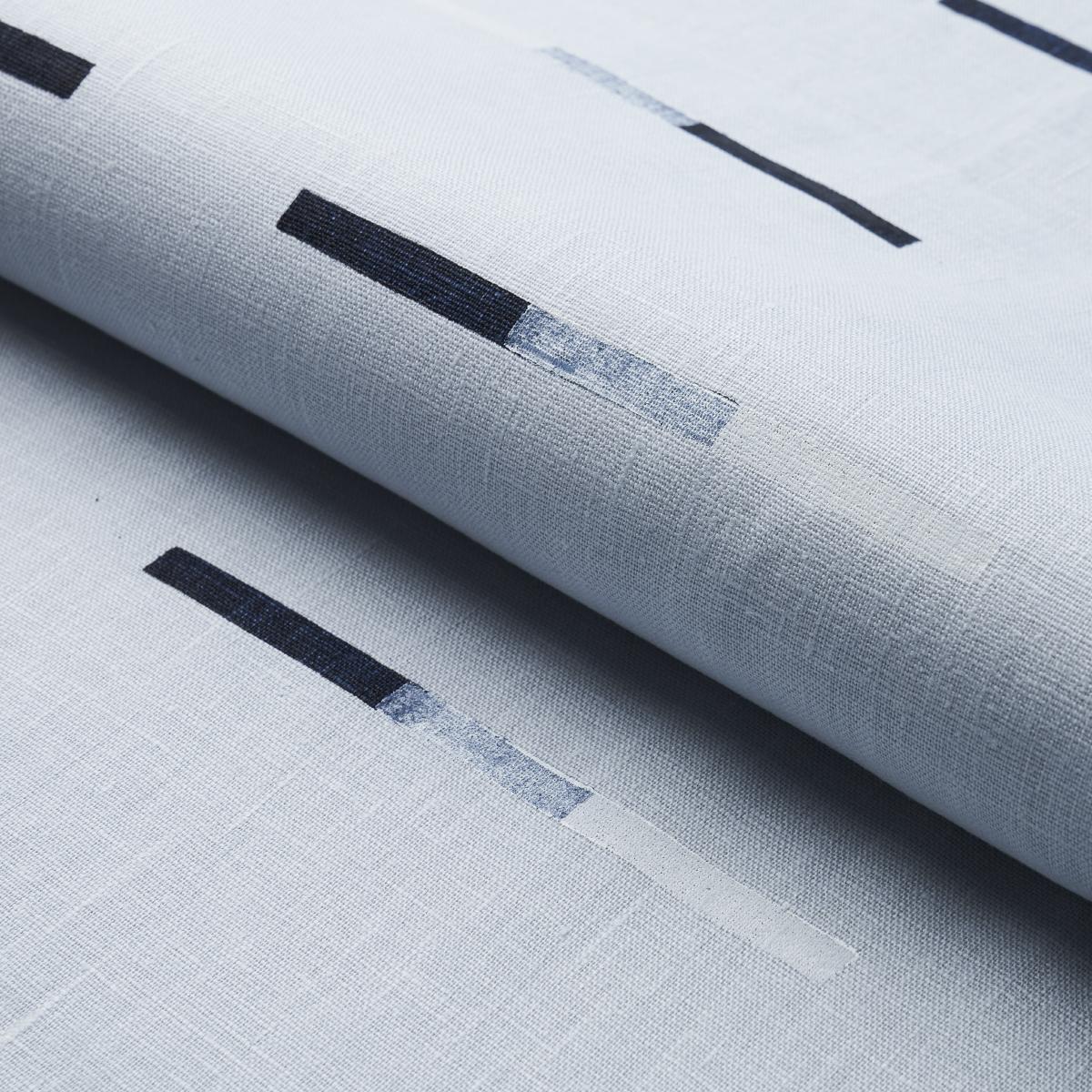 Schumacher Overlapping Dashes Hand Block Print Sky Fabric - Image 5
