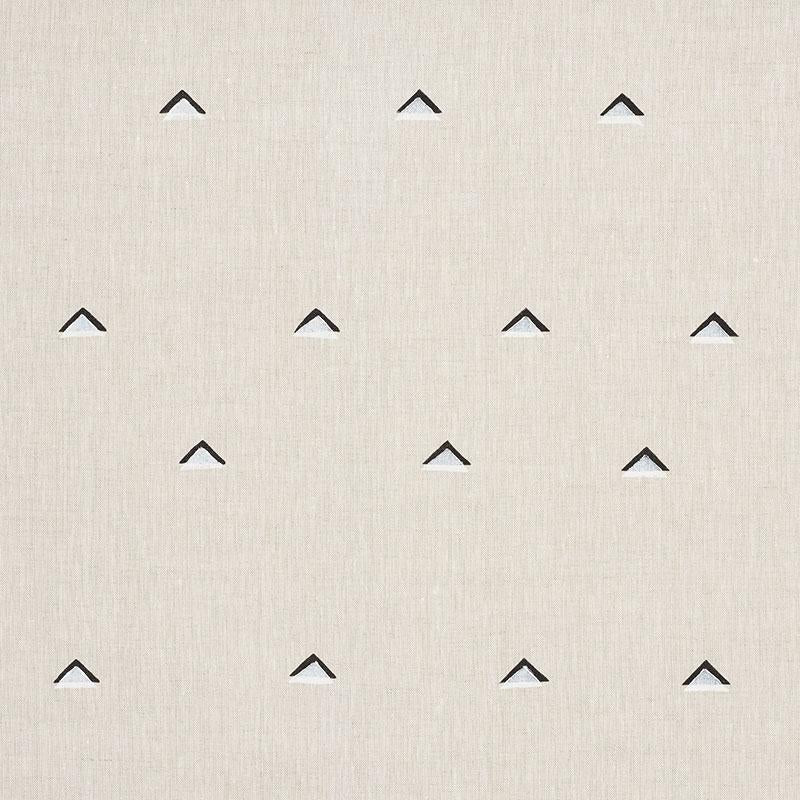Schumacher Overlapping Triangles Hand Print Black & White Fabric - Image 2