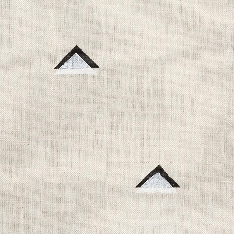Schumacher Overlapping Triangles Hand Print Black & White Fabric - Image 3
