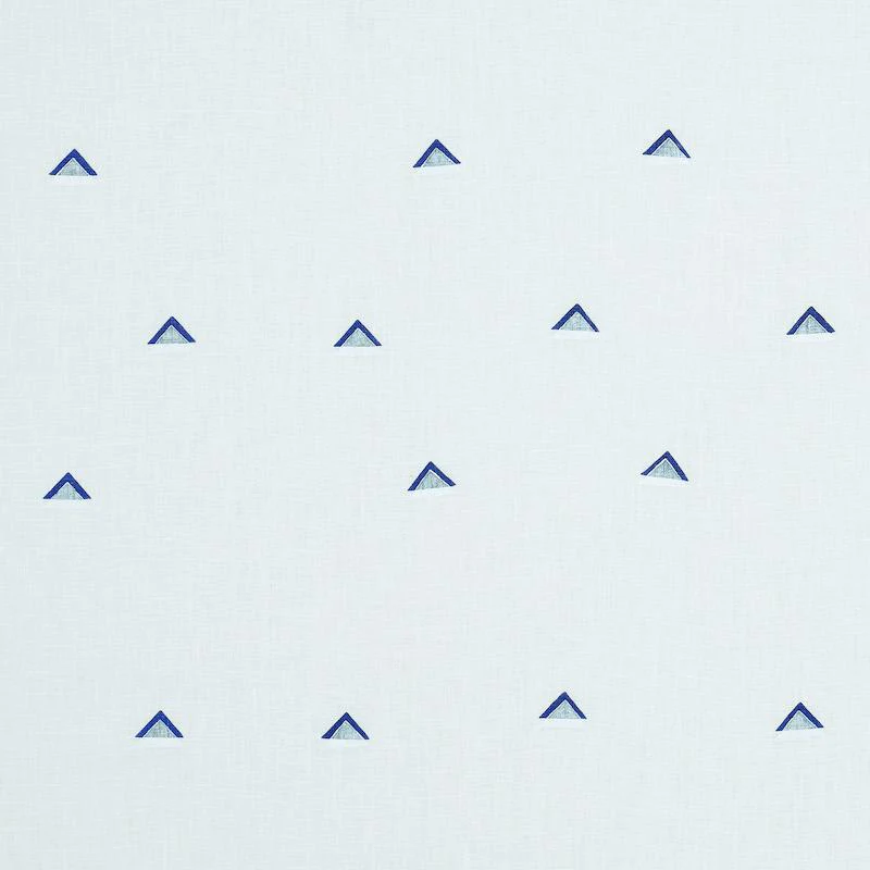 Schumacher Overlapping Triangles Hand Print Navy & White Fabric