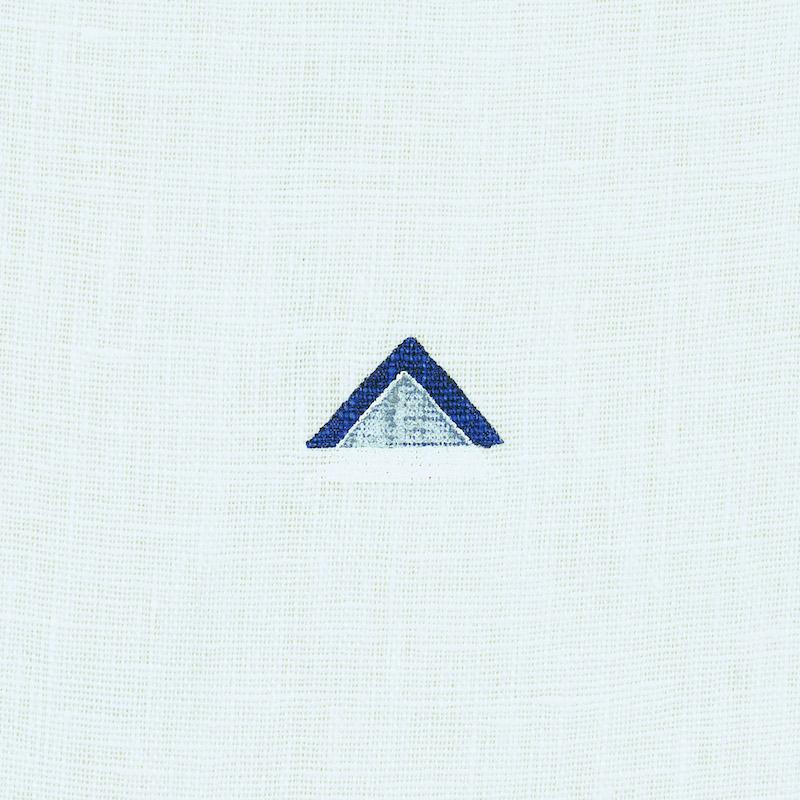 Schumacher Overlapping Triangles Hand Print Navy & White Fabric - Image 4