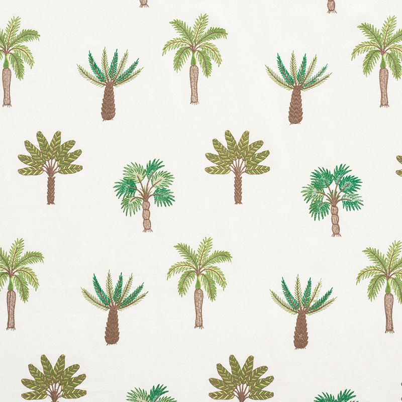 Schumacher Palmetto Beach Embroidery Green Fabric - Image 2