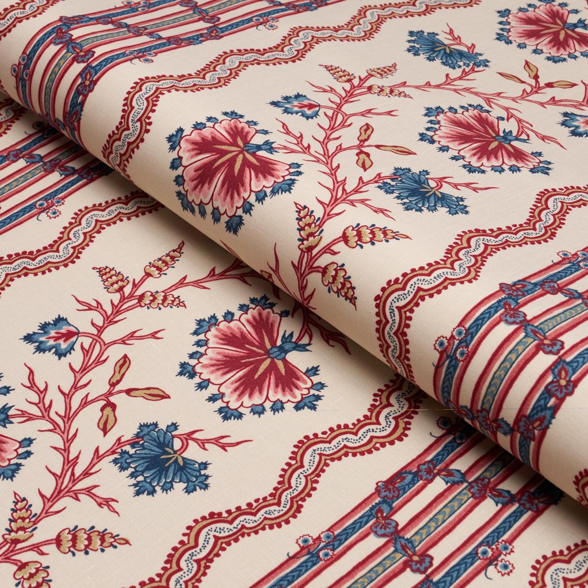 Schumacher Parvati Floral Stripe Vermilion Fabric - Image 3
