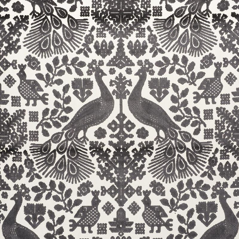 Schumacher Pavone Velvet Carbon Fabric